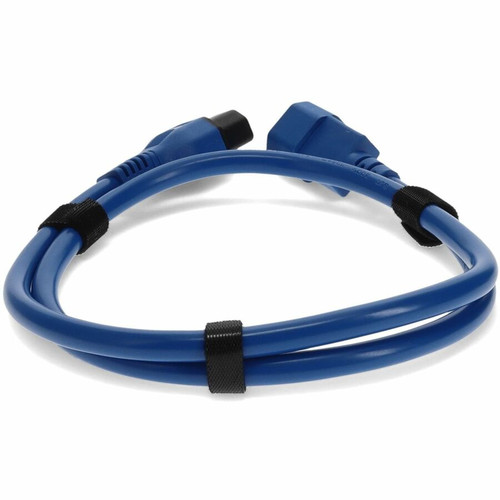 AddOn ADD-C13LK2C14LK14AWG4FTBE 4ft Locking C13 Female to C14 Male Power Cable - 14AWG - 15A - 100-250V - Blue