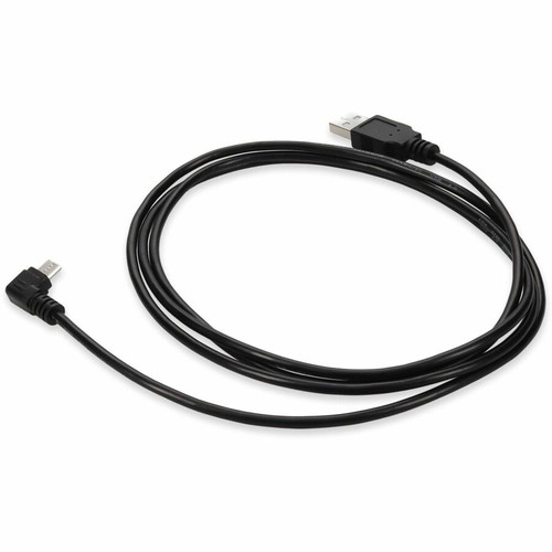 AddOn USB2MICROUSBRT2M 2m USB-A 2. 0 Male to Micro-USB B 2. 0 Right-Angle Male Black Data Cable - 6. 6 ft Micro-USB-B/USB-A Transfer for PC - Smartphone