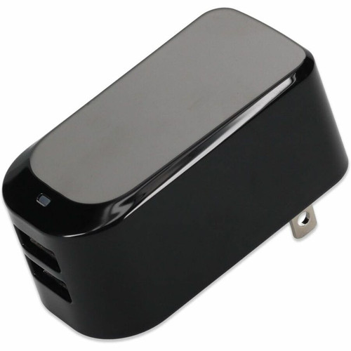 AddOn USAC22USB5V21A AC Adapter - Wall Plug to 2x USB 5V 2.1A for US - Black - 120/230V AC Input