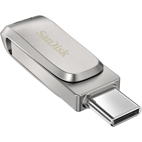 SanDisk Ultra Dual Drive Luxe USB Type-C Flash Drive - 32 GB - USB Type C, USB Type A - 150 MB/s Read Speed - Stainless Steel - 1 / (Fleet Network)