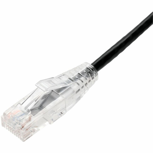 AddOn 50ft Black CAT 6 Slim PVC Ethernet Cable Snagless Clear-Claw RJ-45 M/M - 50 ft (15.24 m) Category 6 Network Cable for Network - (ADD-50FSLCAT6-BK)