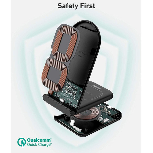 AUKEY Aircore 2-in-1 Wireless Charging Stand - 5 V AC, 9 V AC Input - 9 V DC, 12 V DC Output - Input connectors: USB (LC-A2)