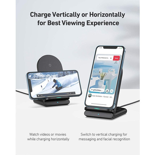 AUKEY Aircore 2-in-1 Wireless Charging Stand - 5 V AC, 9 V AC Input - 9 V DC, 12 V DC Output - Input connectors: USB (LC-A2)