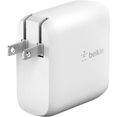 Belkin WCH003DQ2MWH-B6 BoostCharge Dual USB-C GaN Wall Charger 68W with 6. 6 ft Cable - White AC Adapter