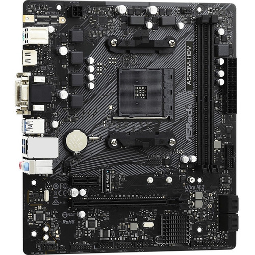 ASRock Micro ATX Desktop Motherboard Socket AMD Chipset DIMM UDIMM Dual Slot 64 GB Maximum RAM SDRAM DDR4 X A520M-HDV