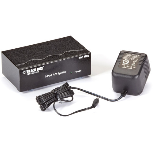 Black Box AC650A-2 2-Port Video Splitter - Supports 2048 x 1536 Resolution - VGA/SVGA/XGA/UXGA/QXGA Graphics Modes