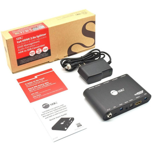 SIIG Signal Splitter Aluminum USB 1 Input 4 Output Video Distribution HDMI Out In X CE-H26911-S1