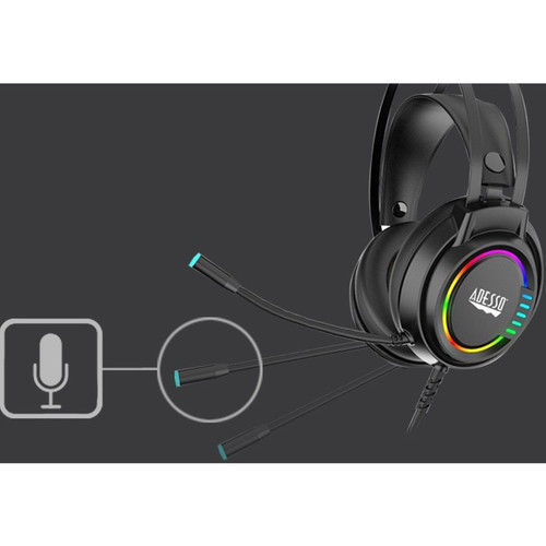 Adesso Stereo Gaming Headset with Adjustable Noise Cancelling Microphone - Stereo - USB - Wired - Over-the-head - Binaural - - Noise - (XTREAM G5)
