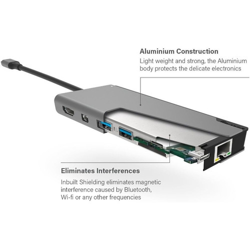 ALOGIC Ultra USB-C Dock PLUS Space Grey With 2 USB-A USB 3.0 1 Data PD 100 W SD And Micro Card Slots HDMI 4K Data/PD Slot Mini DP X ULDPLS-SGR
