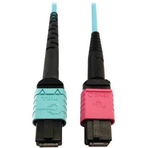 Tripp Lite series N846D-03M-24DAQ 400G Multimode 50/125 OM4 Fiber Optic Cable, Aqua, 3 m - 9.8 ft (3 m) Fiber Optic Network Cable for (Fleet Network)