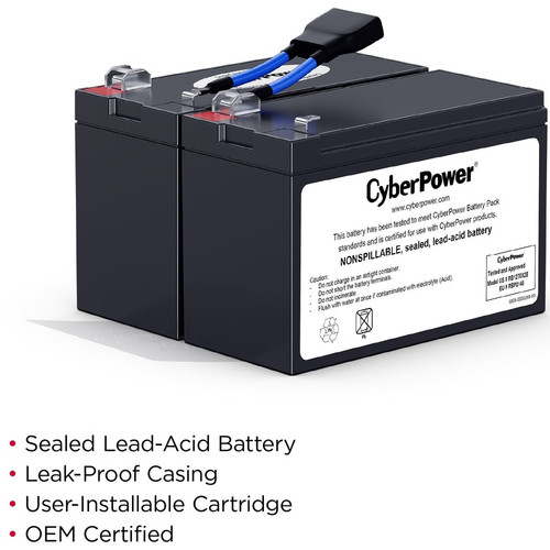 CyberPower RB1270X2E Replacement Battery Cartridge - 2 X 12 V / 7 Ah Sealed Lead-Acid Battery, 18MO Warranty (RB1270X2E)