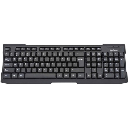 Manhattan 155113 Enhanced Keyboard - 107 Key Ergonomic USB Wired - Black - Windows Compatible