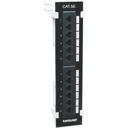 Intellinet Cat5e UTP 12 Port Wall Mount Patch Panel Black Mountable Wall-mount RJ-45 S X 162470