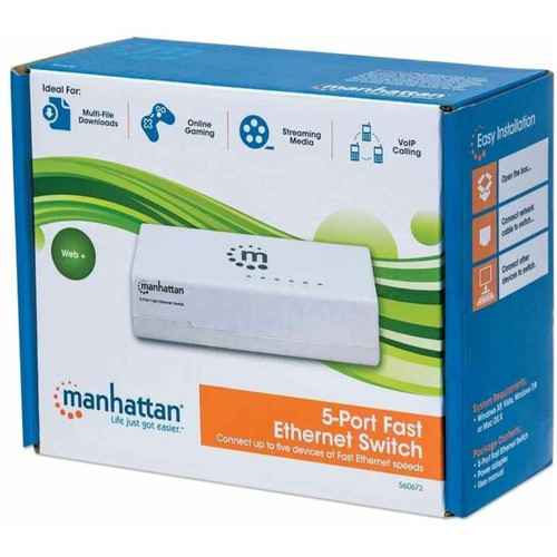 Manhattan 560672 5-Port Fast Ethernet Switch - Layer 2 - Desktop - 10/100Base-TX - Uplink Port