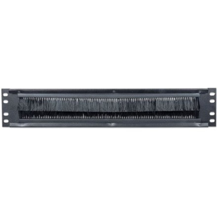 Intellinet 19" Cable Entry Panel, 2U, with Brush Insert, Black - Cable Panel - Jet Black - 2U Rack Height x 19" Panel Width - Steel (712774)
