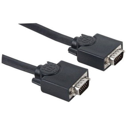 Manhattan VGA Monitor Cable With Ferrite Cores Black Male To Higher SVGA Specification Fully Shielding Compatible Of 372190