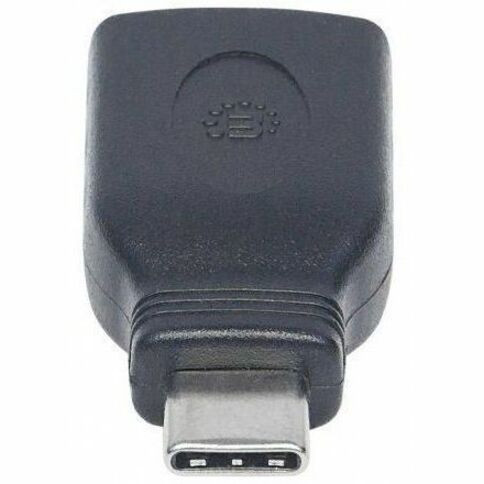 Manhattan USB-C to USB-A Adapter - 1x 8-pin USB Type-A - female - 1 x 24-pin USB Type-C - male - Nickel Connector - Black - 1 (354646)
