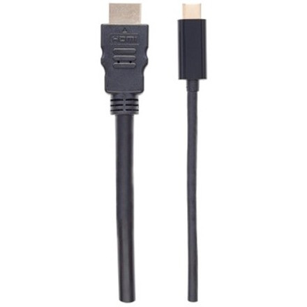 Manhattan USB-C to HDMI Adapter Cable - 6.6 ft (2 m), 6.6 ft (2 m) HDMI/USB A/V Cable for Projector, Smartphone, Monitor, Projector, - (151764)