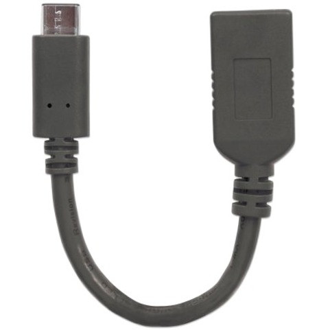 Manhattan Products SuperSpeed 3.1 Gen 1 USB-C Male to USB-A Female Device, 5 Gbps, 6 In. (15 cm), Black - 5.9" (150 mm) USB/USB-C Data (355285)