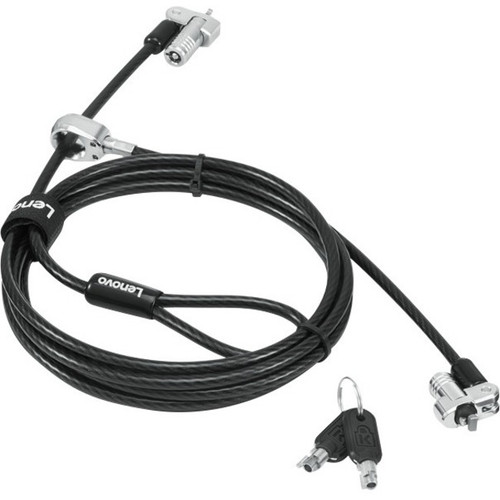 Lenovo NanoSaver Twin Head Nano/MS 2.0 MasterKey Cable Lock - 6.6 ft (2 m) Cable - Master Keyed Lock - Black - Carbon Steel, Plastic - (Fleet Network)