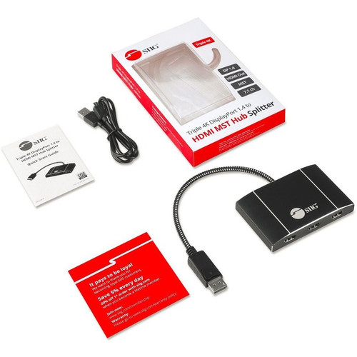 SIIG DisplayPort Signal Splitter Aluminum USB Multi Display Distribution CE-DP0Q11-S1