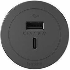 Wiremold Round FPC Only Combo USB-A and USB-C Ports - Black - 2 x USB (Fleet Network)