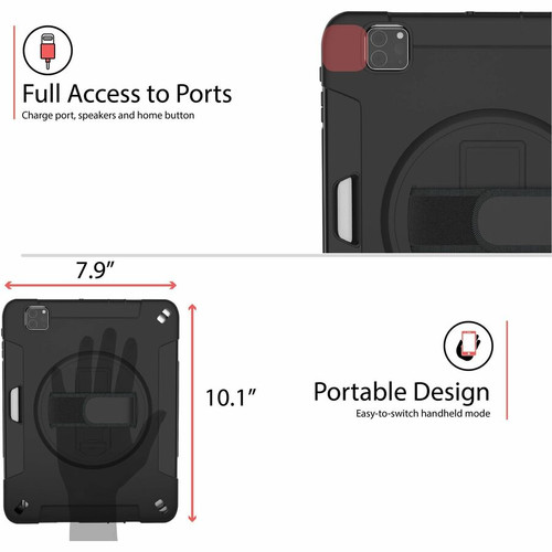 CTA Digital Protective Case With Built In 360 Degree Rotatable Grip Kickstand For iPad Air 10.9 And Pro 11 Bump Resistant PAD-PCGK11