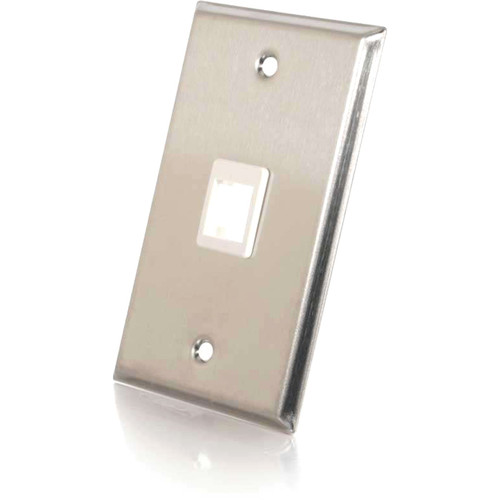 C2G 1 Socket Multimedia Keystone Faceplate - 1 x Total Number of Socket(s) - 1-gang - Stainless Steel (37093)