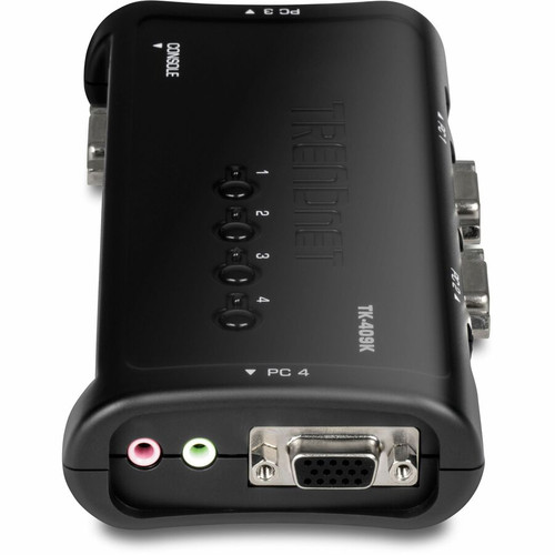 TRENDnet 4-Port USB KVM Switch and Cable Kit With Audio, Manage 4 Computers, USB Switch, Windows, Linux, Auto-Scan, Plug And Play, Hot (TK-409K)