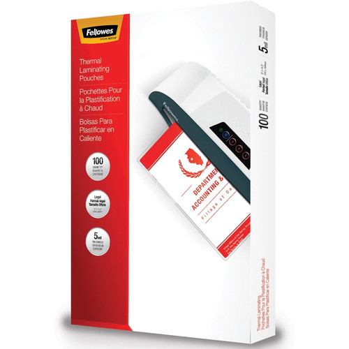 Fellowes Glossy Pouches - Legal, 5 mil, 100 pack - Sheet Size Supported: Legal - Laminating Pouch/Sheet Size: 9" (228.60 mm) Width x 5 (Fleet Network)
