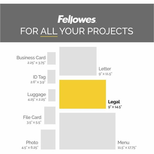 Fellowes Glossy Pouches - Legal, 5 mil, 100 pack - Sheet Size Supported: Legal - Laminating Pouch/Sheet Size: 9" (228.60 mm) Width x 5 (52045)