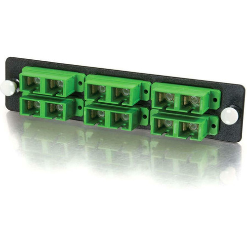 C2G Q-Series 12-Strand, SC Duplex, Zirconia Insert, SM, APC, Aqua SC Adapter Panel - 12 x SC - 12 Port(s) - 12 x RJ-11 - 12 x - Black, (Fleet Network)