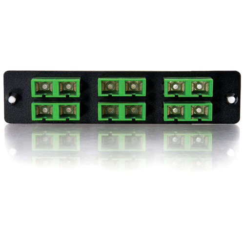 Q-Series 12 Strand SC Duplex Adapter Panel With Zirconia Insert SM APC Aqua Connectors Black RJ-11 Port S X 31106