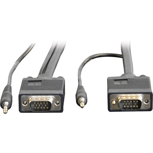 Tripp Lite 50ft VGA Coax Monitor Cable with Audio and RGB High Resolution HD15 3.5mm M/M 50' - 50 ft (15.24 m) Video Cable for Monitor (Fleet Network)