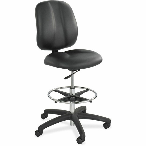 Safco Apprentice II Extended Height Armless Drafting Chair - Black Seat Color - Vinyl Seat Material - Vinyl Back Material - 5-star - - (Fleet Network)