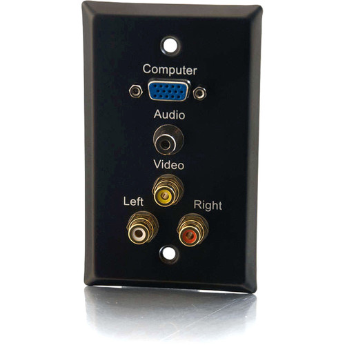 C2G Classic Single Gang Audio Video Faceplate - 1-gang - Wall Mount - Black - Stainless Steel (40483)