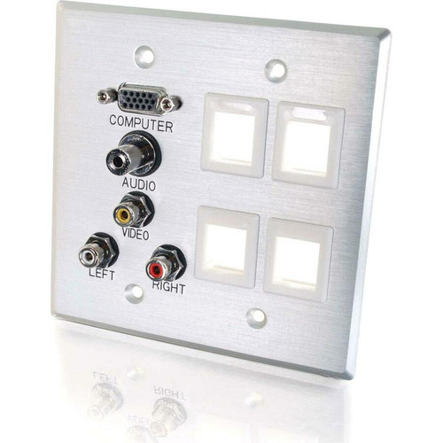 C2G Audio/Video/Keystone Faceplate - 2-gang - 2 x Mini-phone Port(s) - 1 x VGA Port(s) (Fleet Network)