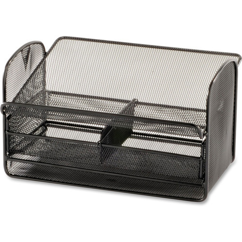 Safco Onyx Mesh Telephone Stand - 7" (177.80 mm) Height x 11.8" (298.45 mm) Width x 9.3" (234.95 mm) Depth - Desktop - Adjustable - - (2160BL)