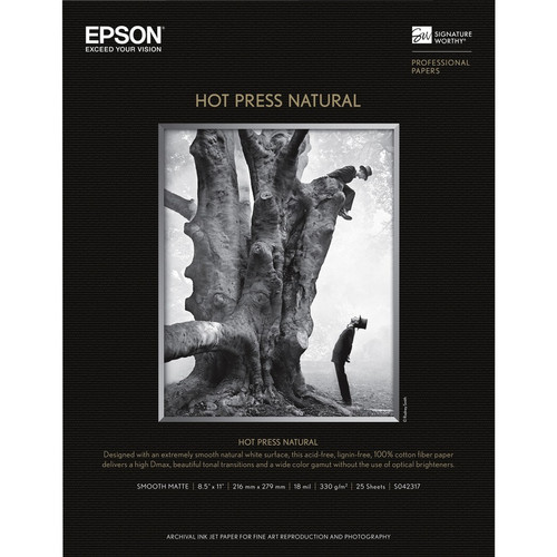 Epson Hot Press Natural Fine Art Paper - 98% Opacity - Letter - 8 1/2" (215.90 mm) x 11" (279.40 mm) - 330 g/m² Grammage - Matte (Fleet Network)