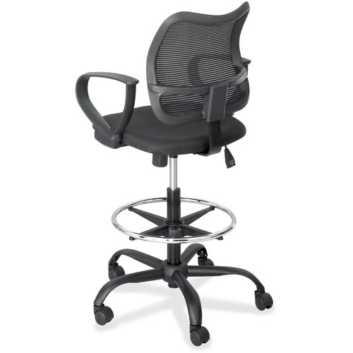 Safco 3395BL Vue Extended Height Mesh Drafting Chair - Black Polyester Seat - Nylon Mesh Back - 5-Star Base - 250 lb Capacity