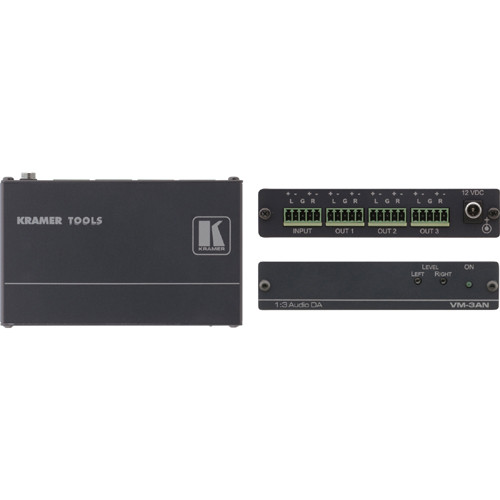 Kramer VM-3AN 1:3 Balanced Stereo Audio Distribution Amplifier - Audio Line In - Audio Line Out (Fleet Network)