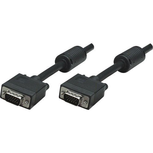 Manhattan VGA Monitor Cable (with Ferrite Cores), 1.8m, Black, Male to Male, HD15, Cable of higher SVGA Specification (fully Shielding (317757)