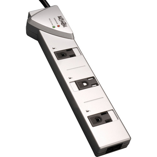 Tripp Lite by Eaton Protect It! TLP707TEL 7 Outlets Surge Suppressor - Metallic Silver - NEMA 5-15P - 7 x NEMA 5-15R - 1.80 kVA - 1080 (Fleet Network)