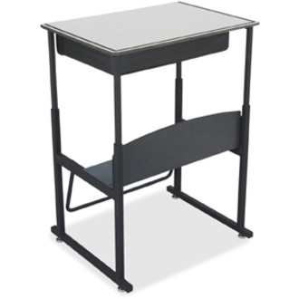 Safco AlphaBetter Desk, 28 x 20 Premium Top, with Book Box - Gray Rectangle, Laminated Top - 2 Shelf(ves) - Height Adjustable - 26" to (1204GR)
