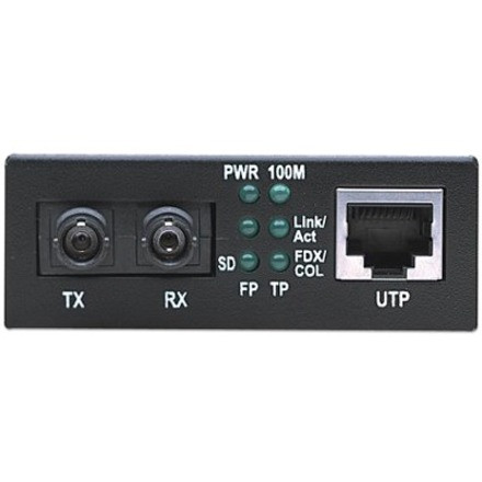 Intellinet Fast Ethernet Media Converter, 10/100Base-Tx to 100Base-Fx (ST) Multi-Mode, 2 km (1.24 mi) (With 2 Pin Euro Power Adapter) (506519)