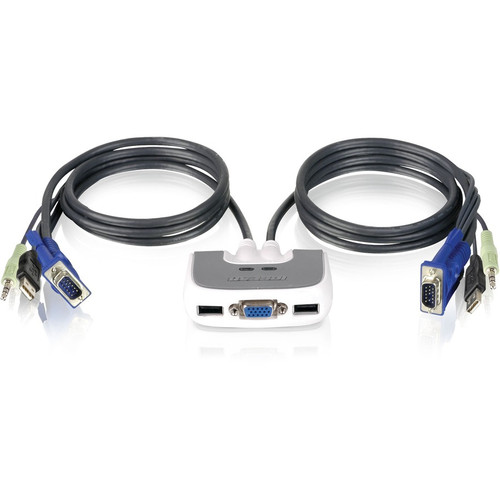 IOGEAR 2-Port USB PLUS KVM Switch with Built-in Cables and Audio Support - 2 Computer(s) - 1 Local User(s) - VGA, SVGA - 2048 x 1536 (Fleet Network)
