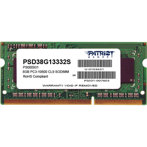Patriot Memory Signature 8GB DDR3 SDRAM Memory Module - For Notebook - 8 GB (1 x 8GB) - DDR3-1333/PC3-10600 DDR3 SDRAM - 1333 MHz - - (Fleet Network)