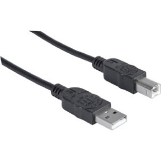 Manhattan Hi-Speed USB 2.0 A Male to B Male Device Cable, 6', Black - 6 ft (1.83 m) USB/USB-B Data Transfer Cable for USB Hub, Desktop (Fleet Network)