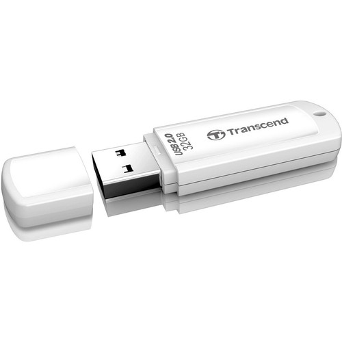 Transcend 32GB JetFlash 370 USB 2.0 Flash Drive - 32 GB - USB 2.0 - White - Lifetime Warranty (Fleet Network)