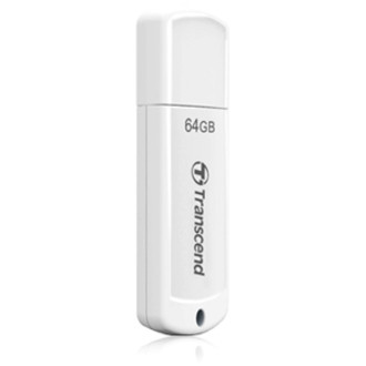 Transcend 64GB JetFlash 370 USB 2.0 Flash Drive - 64 GB - USB 2.0 - White - Lifetime Warranty (Fleet Network)